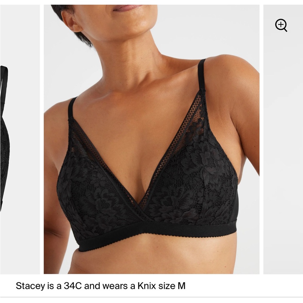 Knix Lace Deep-V Bra Black Medium